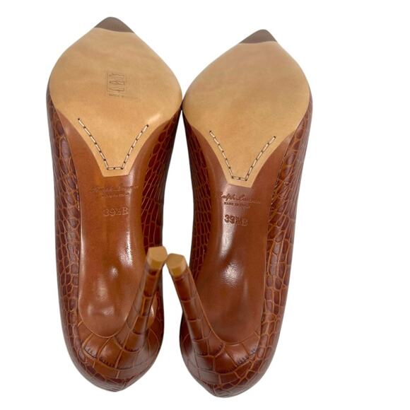 RALPH LAUREN Purple Label Celia Brown Embossed Leather Pumps ITALY 39.5 - Picture 6 of 9